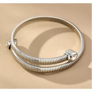 Anthropologie‎ Crystal Coil Wrap Bracelet Silver w/ Rhinestone NWT